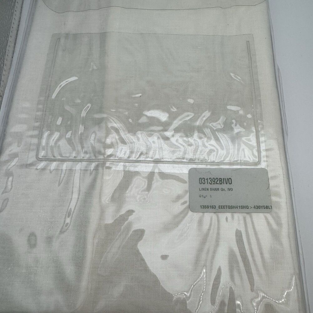 Ethan Allen Tailored Linen Sham Queen Ivory Stonewashed for Softness Luxury New